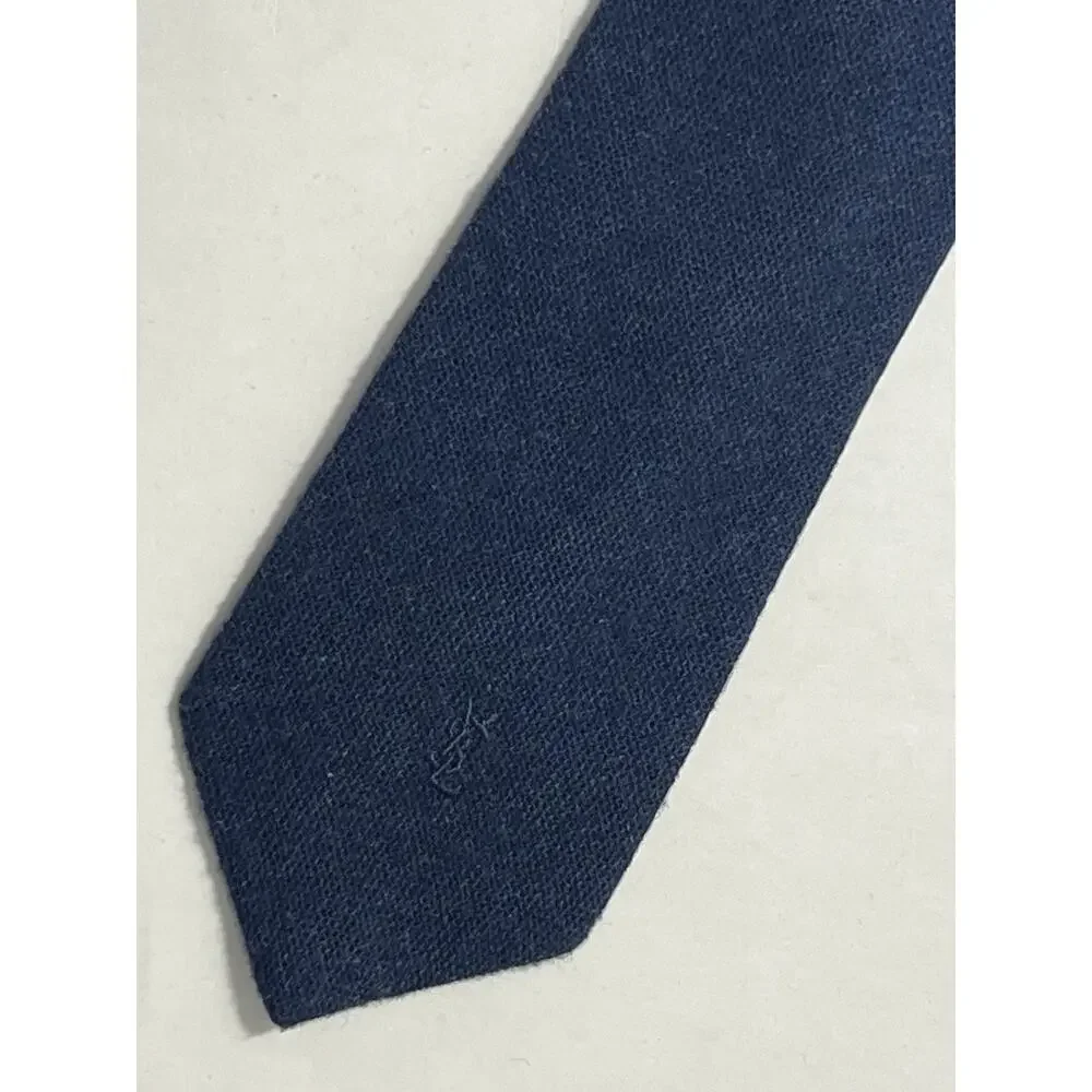 Yves Saint Laurent YSL Blue Neck Tie Wool Blend Made In Italy Mens Vintage